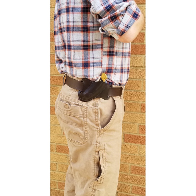 Barsony Brown Leather Horizontal Canted Knife Sheath