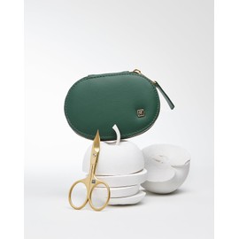 ZWILLING Manicure and Pedicure Set 3-Piece Combination Nail Scissors Vegan Apple Leather Case Green