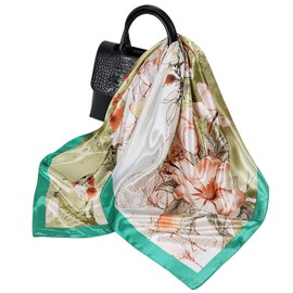 FAIRYGATE Seidentuch Kopftuch Damen 35" Seidensatin Seidentuch Quadratischer Bundschal Mode Seidenbandana Leichtes Stirnband Damenschal Bandana Seide Haartuch Damen Seidentuch Haare 90024