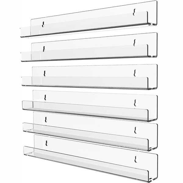 KLGO 15 Inch Invisible Acrylic Floating Wall Ledge Shelf,Wall Mounted