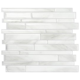 SMART TILES Peel and Stick Backsplash - 5 Sheets of 9.63" x 11.56" - 3D Adhesive Peel and Stick Tile Backsplash for Kitchen, Bathroom, Wall Tile