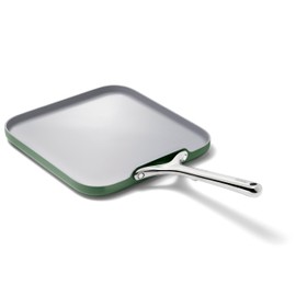 Caraway Square Griddle Pan - 11” Square Pan - Non-Stick Ceramic Coated - Non Toxic, PTFE & PFOA Free - Oven Safe & Compatible with All Stovetops - Sage
