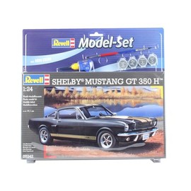 Revell Model Set 67242 Shelby Mustang GT 350 1:24 Scale Unbuilt/Unpainted Plastic Model Kit with Contacta Professional Glue, Paintbrush & Selected Aqua Color Paints