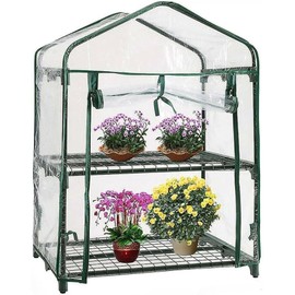 2Tier Mini Greenhouse, Mini Grow House PVC Garden Flower Sunshine Room Portable Greenhouse Cover for Growing Vegetables, Flowers, Herbs, and Seedlings