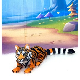 3D Printed Tiger, Animal Creature Flexible Tiger Toys, 6.5 Inches Articulated Fidget Animal for Home Office Executive Desk Decoration AT001-WHT (Orange & Black)
