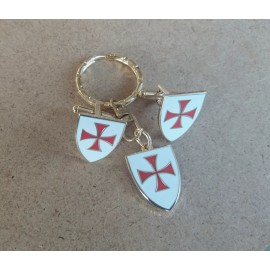 Crusader CUFFLINKS KEYCHAIN SET GOLD-RED Men's Knights Templar Masonic Red Cross