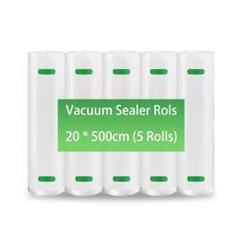 Choisonye Vacuum Food Sealer Rolls Bags 5 Rolls 20 x 500 cm, BPA Free, Puncture Prevention,Commercial Grade Textured Food Vacuum Sealer Bag, Thick Embossed Bags for Food Storage (total:2500cm)