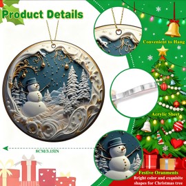 Snowman Christmas Ornaments 2025, 2D Acrylic Xmas Hanging Ornaments for Christmas Tree Decorations, End of The Year Gifts Snoman Decor for Stocking Stuffers Gifts for Tree Decoration