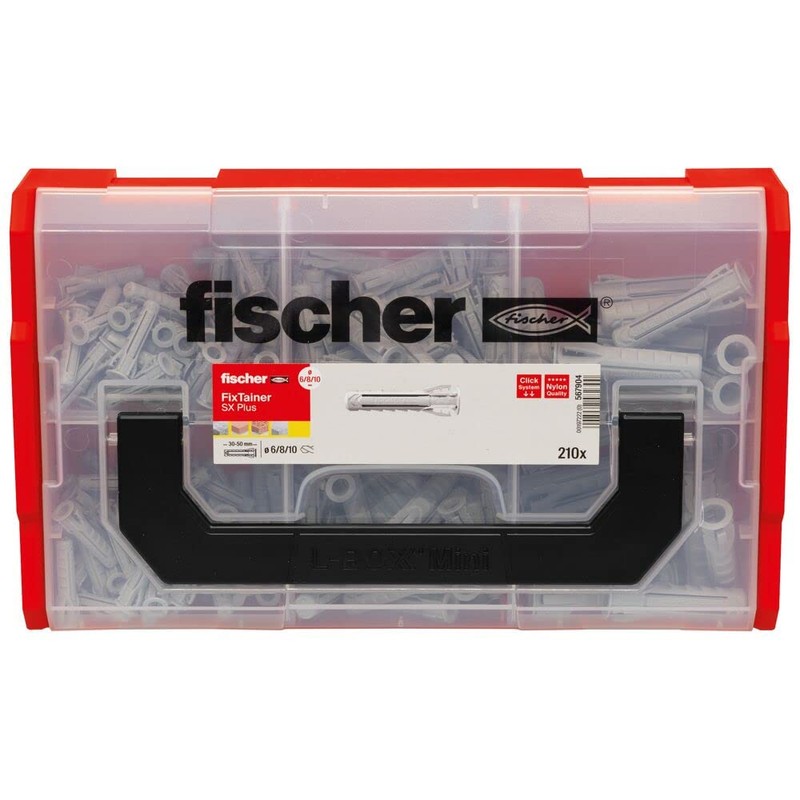 fischer FixTainer SX-Plus Dowel Box, Dowel Set with 210 Dowels