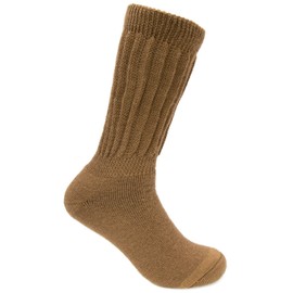 AndeanSun Warm Therapeutic Crew Alpaca Socks Unisex, Camel - X-Large