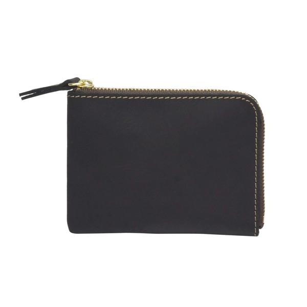 prendre PR-18K118 Genuine Leather Wallet, Coin Purse, L-Shaped Zipper, Mini