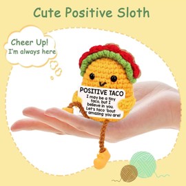 Mini Crochet Long Legged Positive Taco, Emotional Inspirational Support Mother’s Day Birthday Gifts for Women Mom Daughter Son Sister Friend Coworkers Men Funny Christmas Easter Gifts Desk Decor