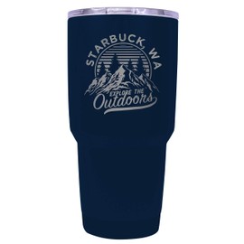 R and R Imports Starbuck Washington Souvenir Laser Engraved 24 oz Insulated Stainless Steel Tumbler Navy.