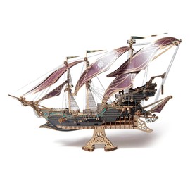 The Maritime Adventures of Pirate Ship Sparrow 3D Jigsaw Puzzles for Adults and Children to Build,Purple Howcat Wooden 518 Pieces