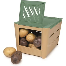 SNIPS 000500 Keeper, 3 KG, 20x25,5x17,5 Cm, Food Stotage Container for Potato and Shallot, Brown adn Green Colour, Made in Italy, Bpa Free, Plastic, Marrone-Verde