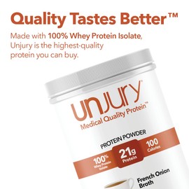Unjury Whey Protein Powder | French Onion High Protein Soup | 21g 100% Whey Isolate Protein Powder | Low Carb and Lactose Free | Gluten Free | Certified Kosher | 15 Servings