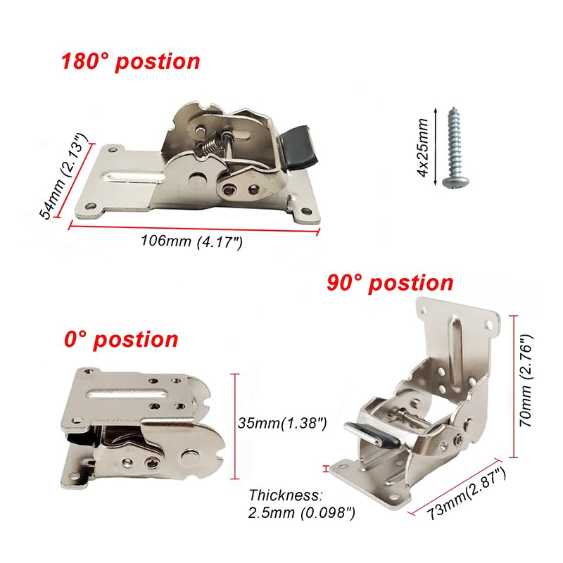 LIKERAINY 0-90-180 Degree Folding Hinge Locking Foldable Invisible Brackets for