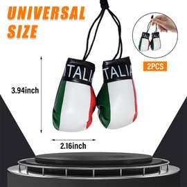 Kewucn 1 Pair Mini Boxing Gloves for Car Mirror, Miniature Punching Gloves Christmas Ornament, Hanging Decoration or Souvenir Display for Home & Car Use, Universal Auto Accessories (Italy)