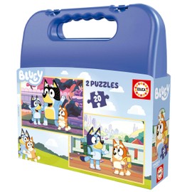 Educa - Puzzle Bluey | Set von 2 KinderPuzzlen mit 20 Teilen, die in einem herrlichen Plastikkoffer präsentiert Werden. Maßnahme: 28 x 20 cm. Empfohlen für Kinder ab 4 Jahre (19966)