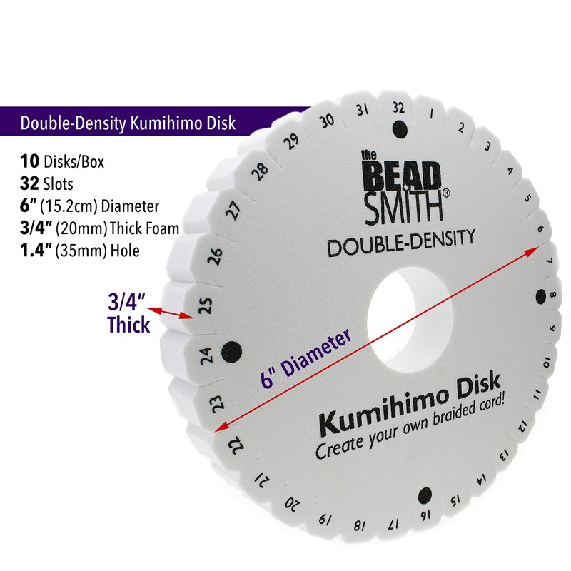 The Beadsmith Round Kumihimo Disk, 6 inch Diameter, 0.75” (20mm)