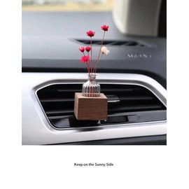 Elifemona Car Vase Vent Clip, Car Vent Propagation, Car General Parts Clips to Any Vent, Mini Car Flower Vase Vent Clip Glass Tube, Car Charm Clip for Air Vent Charm Auto Interior Wooden