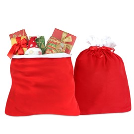 Santa Sacks 2 PCS-Soft Christmas Sacks, Large Drawstring Gift Bag Christmas Bags Cloth Xmas Santa Bags for Holiday Party Present Gift Toys, Red 70x80 CM