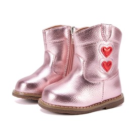 BMCiTYBM Baby Cowboy Cowgirl Boots Infant Western Boots Toddler Boys Girls Round Toe Riding Mid Calf Boots All Seasons for 6 9 12 18 24 Months Pink Size 18-24 Months Toddler