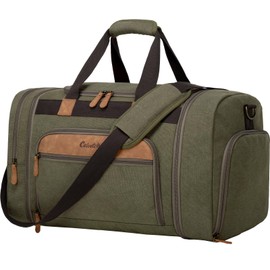 Celvetch Canvas Duffle Bag for Travel 50L Expandable Travel Duffel Bags for Men Women Weekender Overnight Bag with Shoes Compartment - Army Green