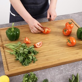 LinTimes Extra Large Bamboo Cutting Board for Kitchen, 24 x 18 Inch Wooden Cutting Board for Kitchen, with Juice Groove and Handles, Butcher Block for Meat, Vegetables, Turkey Carving, Bbq