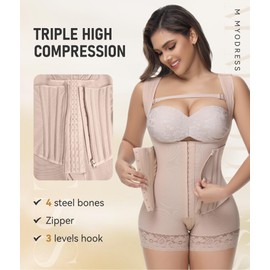 M MYODRESS Fajas Colombianas Moldeadoras Post Surgery Compression Garment Girdles for Women Body Shaper Tummy Control Full Body Postparto Corsets Stage 2 Faja Curvy Snatched Plus Size Waist Trainer