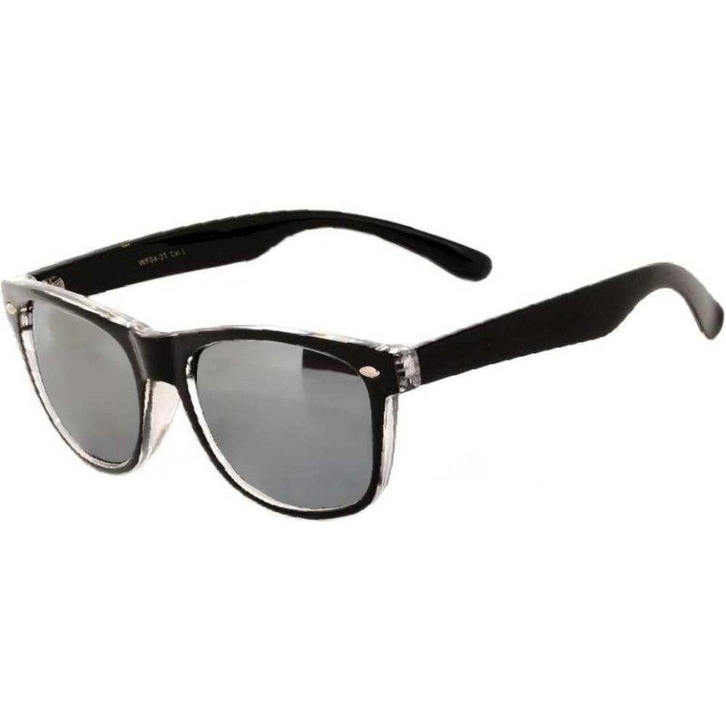 OWL Retro Two -Tone Vintage Sunglasses Silver Light Mirror Lens