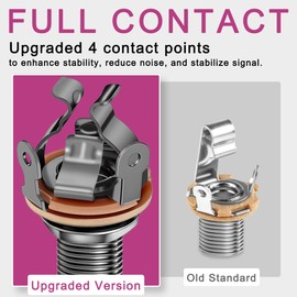 MKBKLLJY 2 Pcs Guitar Output Jack Multi Contact 1/4" Mono Output Jack, Dual Tension Grounding, Dual Positive Tip, Black Nickel, Cable Tie Included, Optimal Signal Tone and Minimal Noise (Silver Tone)