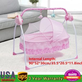Bluetooth Music Electric Baby Crib Cradle Infant Auto-Swing Bed Rocker Cot+/Mat