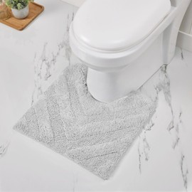 Better Trends Hugooo Collection Toilet Rugs U Shaped Washable, Non-Slip Bathroom Contour Rugs -Soft Comfortable Contour Bath Mat and Toilet Contour Rug, (20X20 U, White)