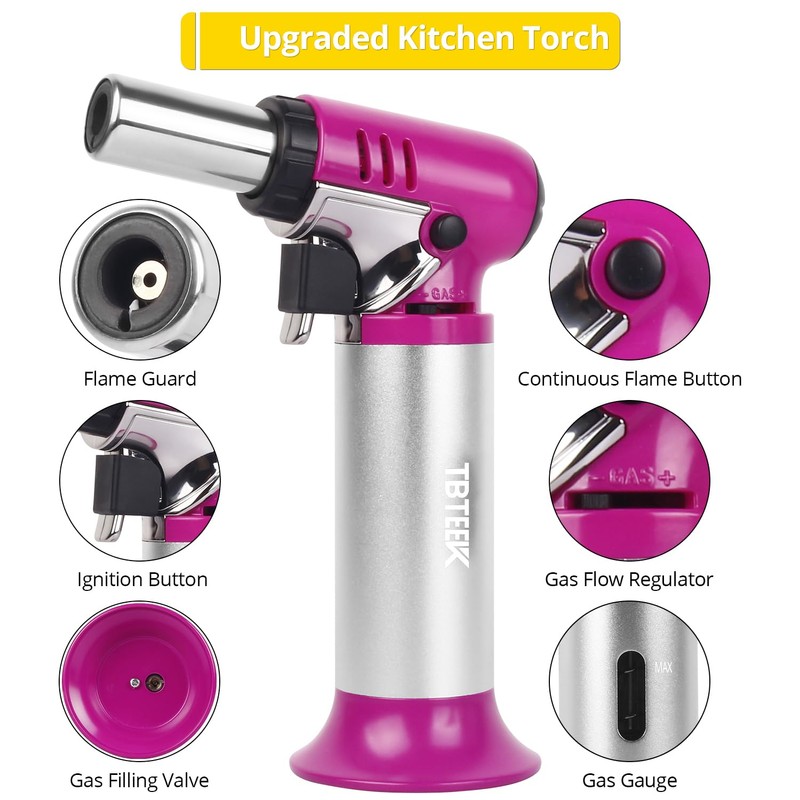 TBTEEK Butane Torch with Fuel Gauge T907, One-hand Operation Kitchen