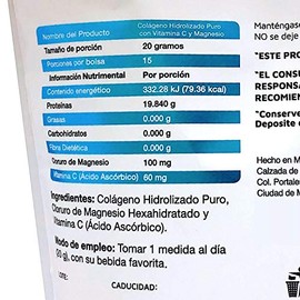 Colágeno Hidrolizado Puro con Vitamina C y Magnesio 300 grs