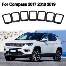 PSLER Radiator Grille Covers Inserts Frame Trims for Compass 2017 2018 2019 2020 (Matte Black)