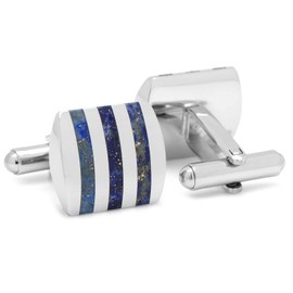 Ox and Bull Trading Co. Stainless Steel Striped Lapis Cufflinks