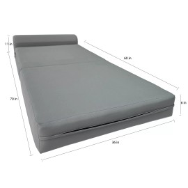 Danfuton Gray Sleeper Chair Folding Beds, Sleepover Convertible Mattress 6 x 36 x 70