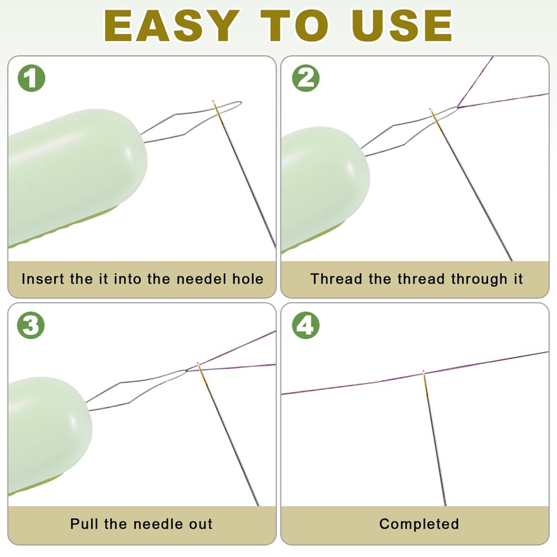 QHASPHC 2 in 1 Needle Threader Seam Ripper 3pack Needle