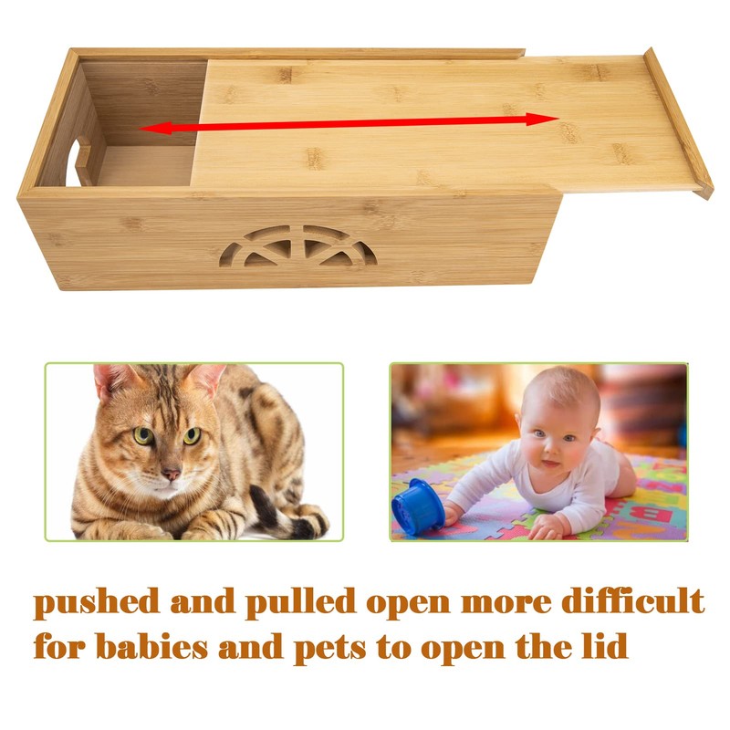 Cable Management Box,Bamboo Cable Management Box,Cord Management Box for Desk,