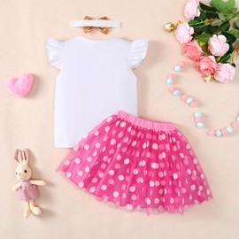 Highnesson-ww Toddler Baby Girls Birthday Princess Outfits Polka Bubble Tutu Skirt Sets 3Pcs