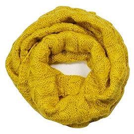 Knitted Chunky Infinity Loop Scarf Honeycomb Pattern Mustard Yellow