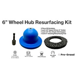 Pro-Graad 6” Professional Brake Hub Cleaning & Resurfacing Kit – 6” Silicon Carbide Disc with Drill Adapter – Wheel Hub, Rim & Rotor Rust Removal Tool for Cars, Vans, Trucks & Sprinters