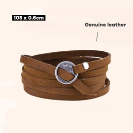 Rantanto Genuine Leather Wrap Bracelets Trendy Western Stackable Cuff Adjustable Boho Layered Bracelet Jewelry For Men Women (Brown)