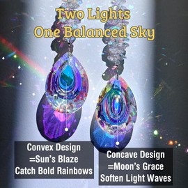 Crystal Suncatcher 2PCS Rainbow Maker Prisms for Windows Hanging, 78mm/3" AB Colored Crystals Sun Catcher Indoor Window Outdoor Decor, Teardrop Light Catchers Gifts for Women Mom & House Warming