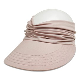 Baynetin Womens Sun Visor Hat Wide Brim UPF 50+ UV Protection Summer Topless Beach Hat Foldable Quickly-Dry Sun Protection Beach Sport Cap (Pink)