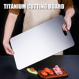 ZYBIDEAL Titanium Cutting Board, Stainless Cutting Borads for Kitchen, Double-Sided Food Board, Chopping Borad for Meat, Vagetable&Fruit(8 * 12 IN)
