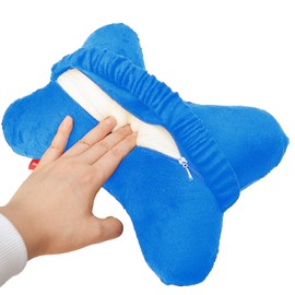 Bookishbunny Dog Bone Shaped Travel Neck Pillows Memory Foam Car Bus Truck Driving Comfort Head Rest Support (Blue)