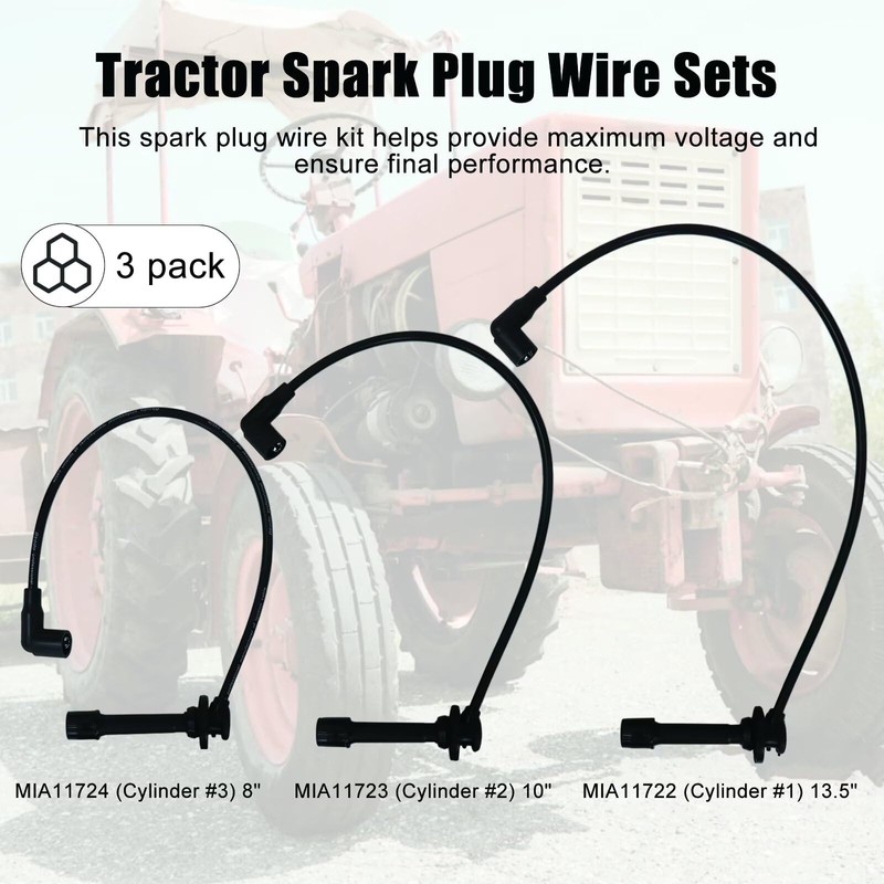 Misimain 3-Pack Spark Plug Wires for John Deere 825i &